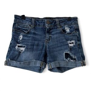 Aeropostale Size 0 Women’s Distressed Denim Mid Rise Jean Shorts Fairy Grunge